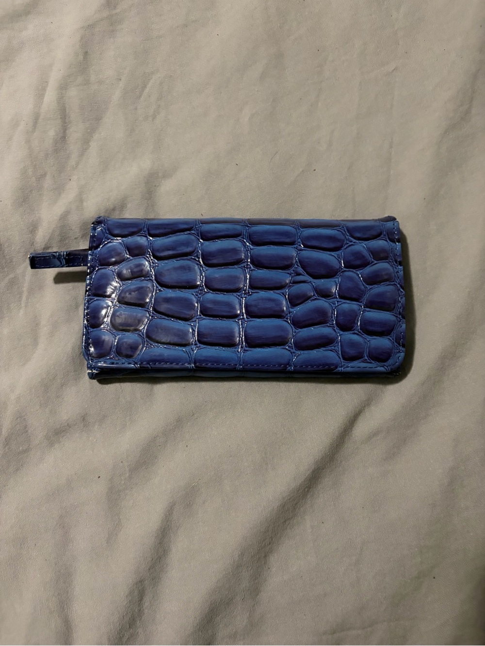 Blue Croc-Embossed Zip Wallet - Women Accessories